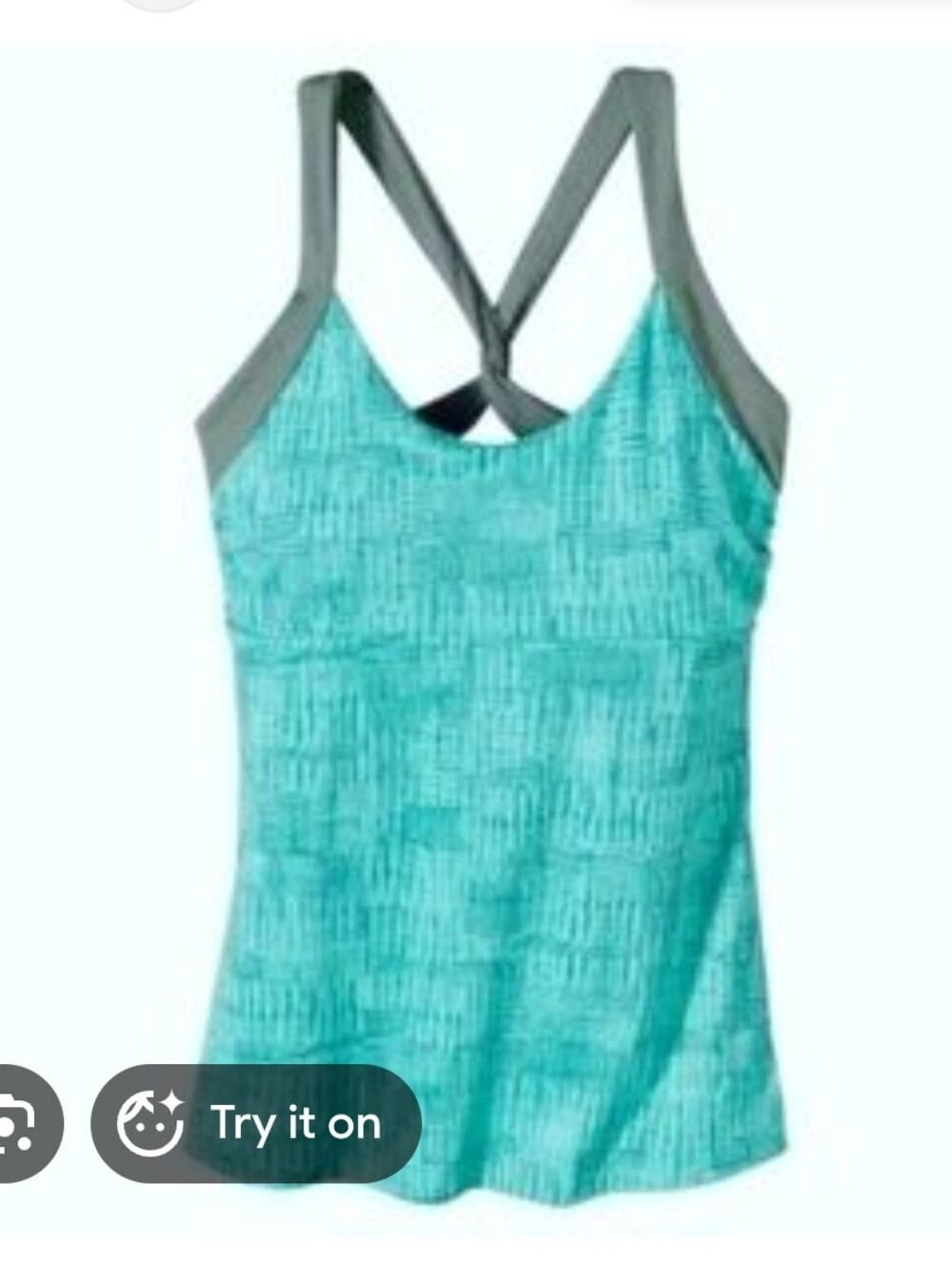 Patagonia Womens Aqua Blue Textured Crossback Tank with Gray Straps Size XL - Picture 1 of 6